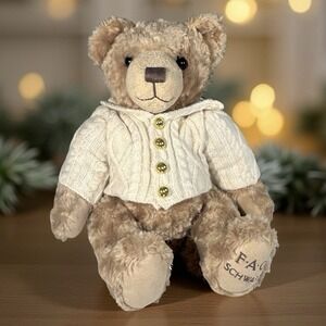 2017 FAO Schwarz Anniversary Teddy Bear Plush Stuffed Animal Brown Sweater 11"
